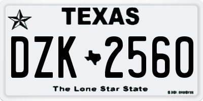 TX license plate DZK2560