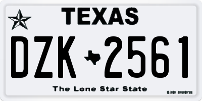 TX license plate DZK2561