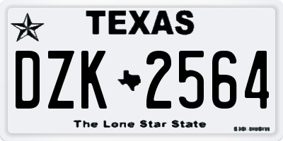TX license plate DZK2564