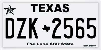 TX license plate DZK2565