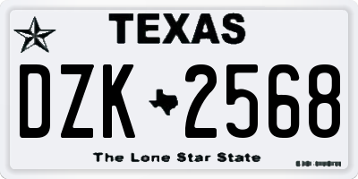 TX license plate DZK2568