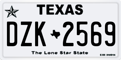 TX license plate DZK2569