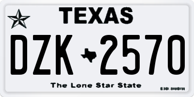 TX license plate DZK2570
