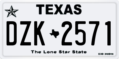 TX license plate DZK2571