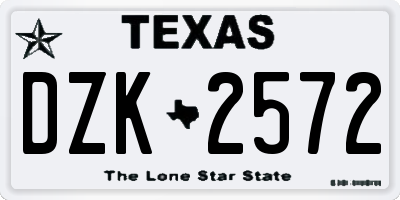 TX license plate DZK2572
