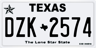 TX license plate DZK2574