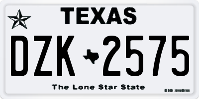TX license plate DZK2575