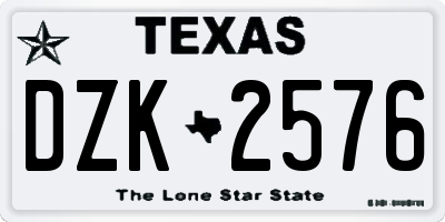 TX license plate DZK2576