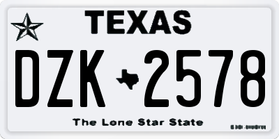 TX license plate DZK2578