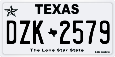 TX license plate DZK2579