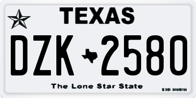 TX license plate DZK2580