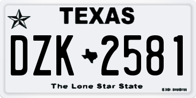 TX license plate DZK2581