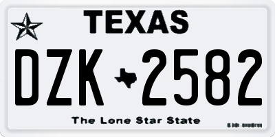 TX license plate DZK2582