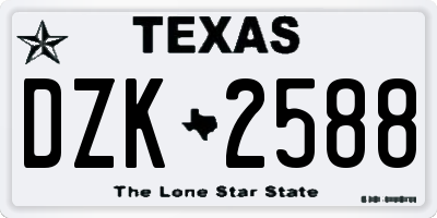 TX license plate DZK2588