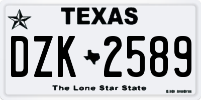 TX license plate DZK2589