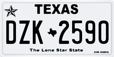 TX license plate DZK2590