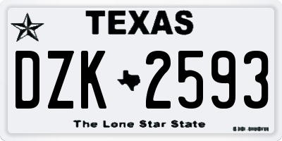 TX license plate DZK2593