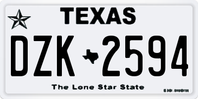 TX license plate DZK2594