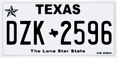 TX license plate DZK2596