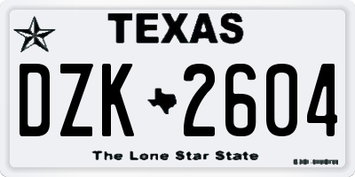 TX license plate DZK2604