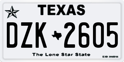 TX license plate DZK2605