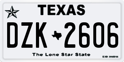 TX license plate DZK2606