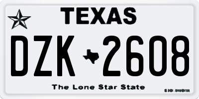 TX license plate DZK2608