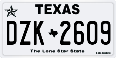 TX license plate DZK2609