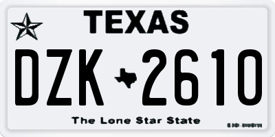 TX license plate DZK2610