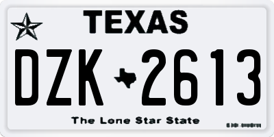 TX license plate DZK2613