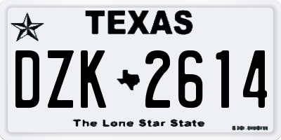 TX license plate DZK2614