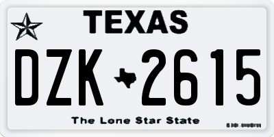 TX license plate DZK2615