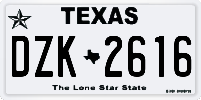 TX license plate DZK2616
