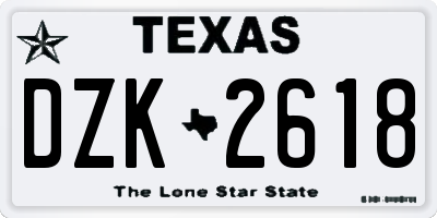 TX license plate DZK2618