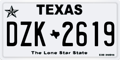 TX license plate DZK2619