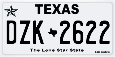 TX license plate DZK2622