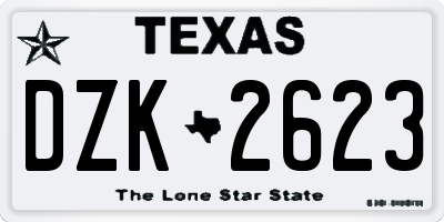 TX license plate DZK2623