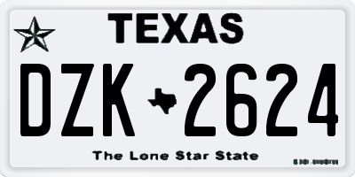 TX license plate DZK2624