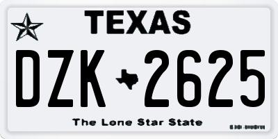 TX license plate DZK2625