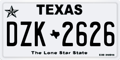 TX license plate DZK2626