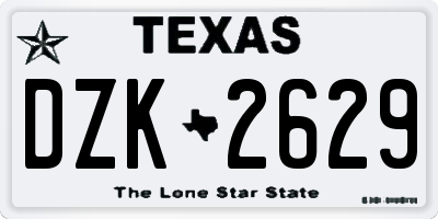 TX license plate DZK2629