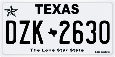 TX license plate DZK2630