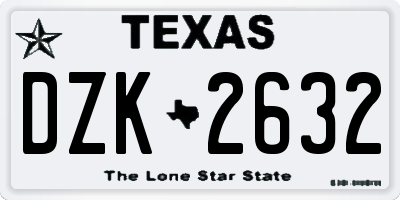 TX license plate DZK2632