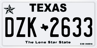 TX license plate DZK2633