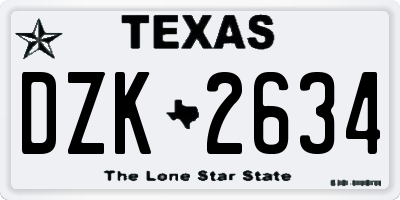 TX license plate DZK2634