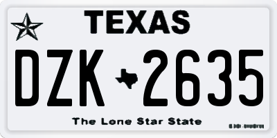 TX license plate DZK2635