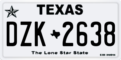TX license plate DZK2638