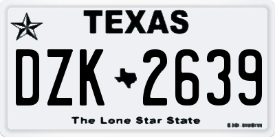 TX license plate DZK2639
