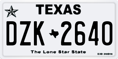 TX license plate DZK2640