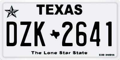 TX license plate DZK2641